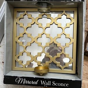 Set of 2 mirrored brass gold sconces NEW